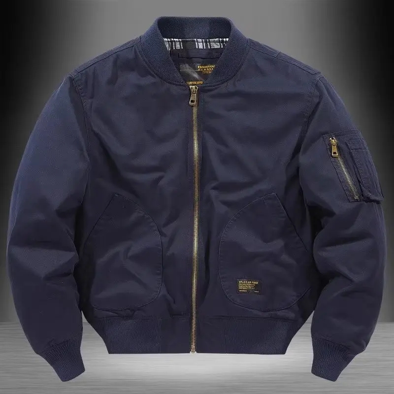 

Повседневная американская бейсбольная куртка-бомбер для мужчин, весенне-осенняя, в стиле пилот, рабочая одежда, свободный крой, молодежная, с длинными рукавами, на молнии