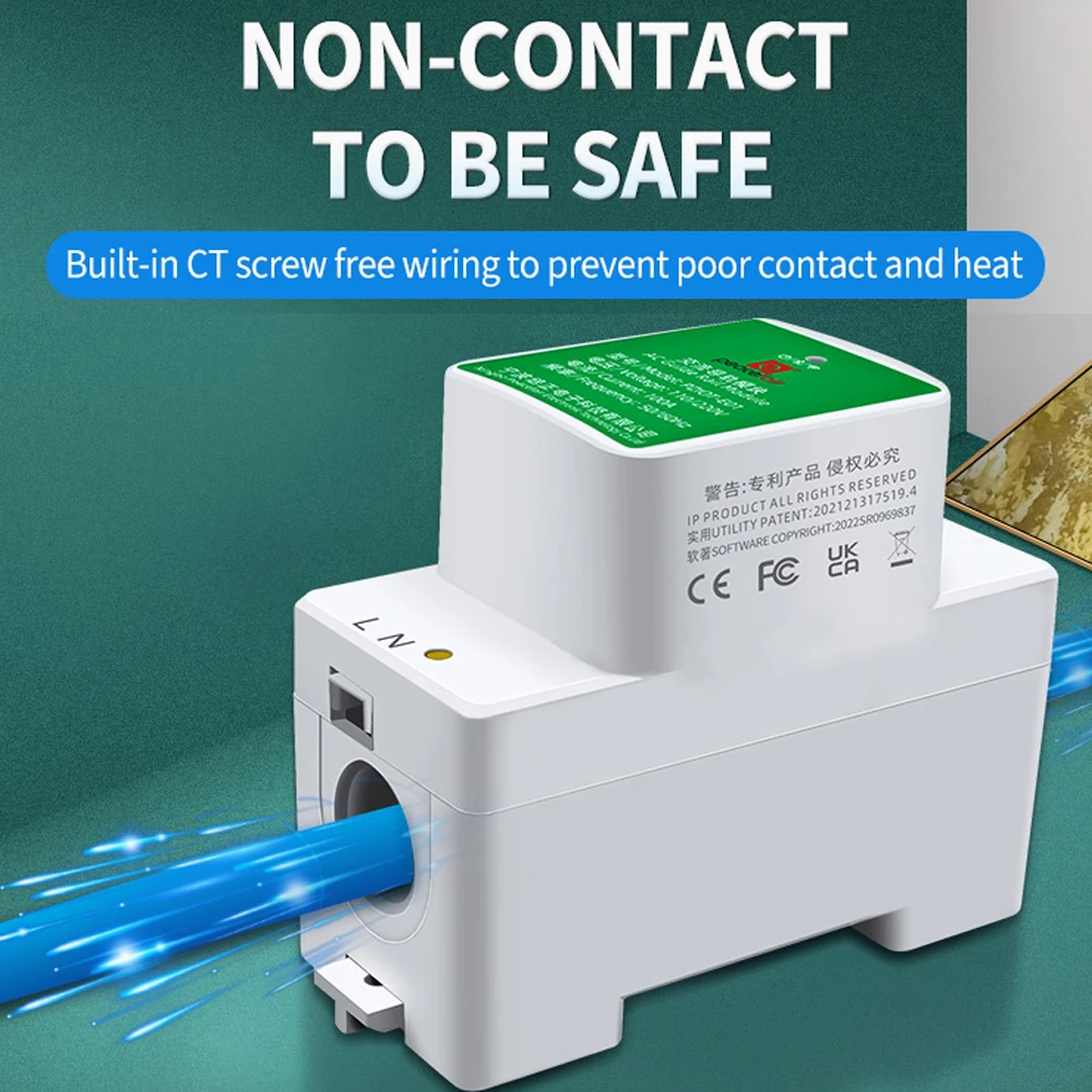 Tuya WiFi Single Phase Electricity Meter 35mm DIN Rail Installation Voltage Current Meter Wattmeter BT Connection APP Control