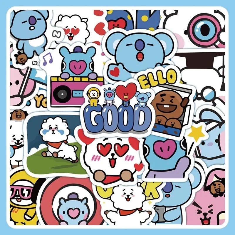 62 шт. Bt21 популярные аниме Kawaii TATA KOYA ПВХ наклейки мультфильм Diy чехол для мобильного телефона холодильник чашка воды декоративная наклейка