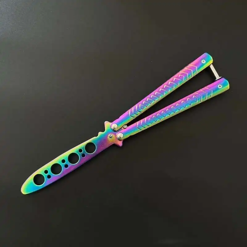 Fish scale handle Foldable Knife Stainless Steel Practice Training Butterfly  Knife  CSGO Balisong Training Tool Practice Knife
