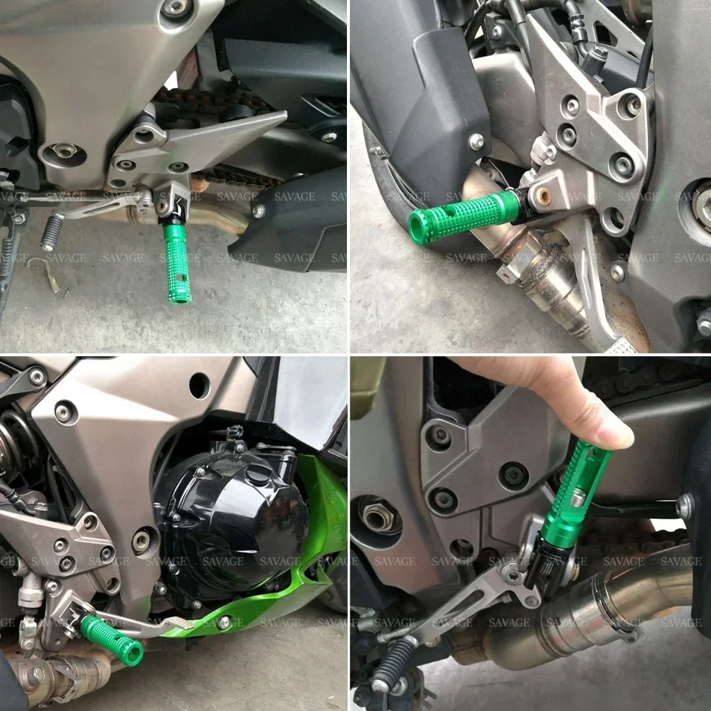 Przednia Foot kołki do KAWASAKI Z125 Z650 Z900 Z1000 NINJA 250 300 650 H2 SX ZX-6R/9R EX250R 300R akcesoria motocyklowe podnóżki