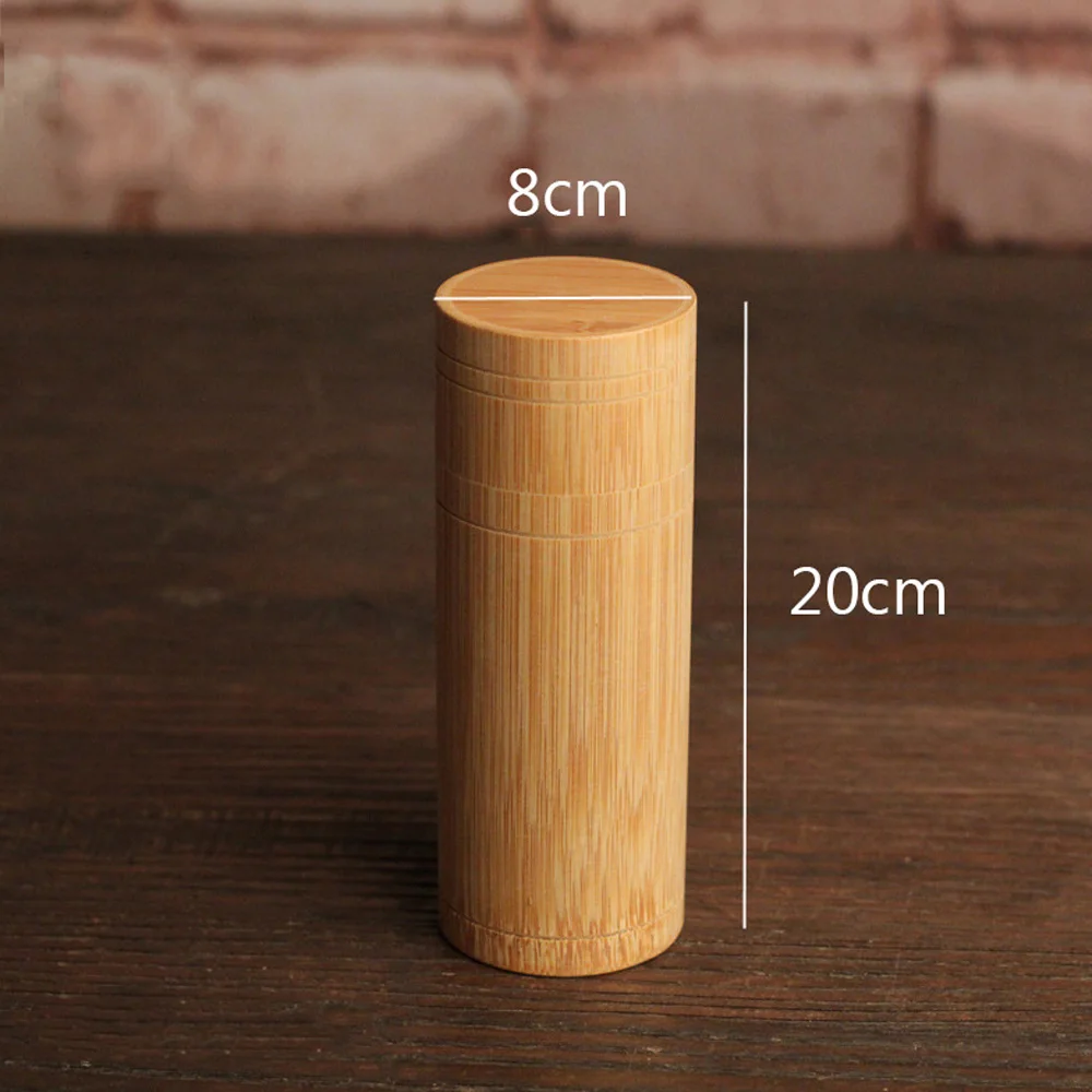 

Tube Natural Jar Handmade Holder Bamboo Organizer Container Storage Box Tea Canister