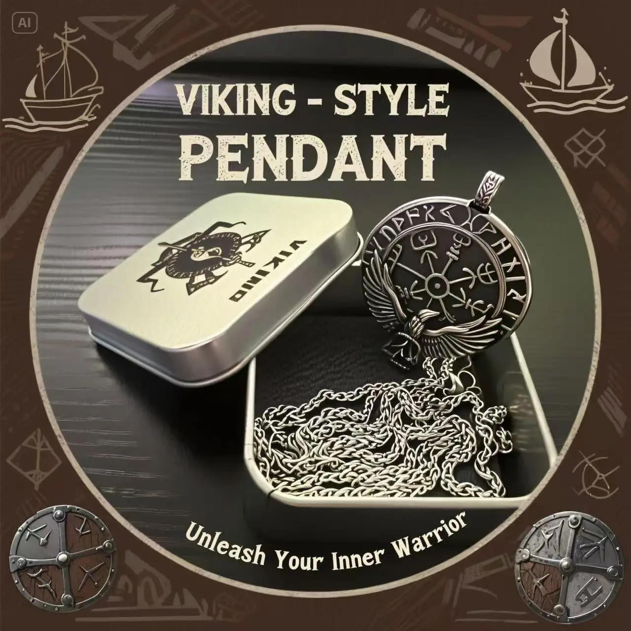 HNSP 316L Edelstahl Wikinger-Rune Axt-Anhänger Kettenhalskette für Herren Schmuckzubehör Hochwertige Geschenkverpackung – Detail 3