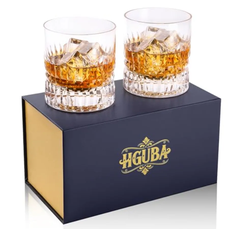 

Набор хрустальных стаканов для виски ручной работы, безсвинцовое стекло, толстое дно, 11 унций, элегантная посуда для бара, для шотландского виски и бурбона