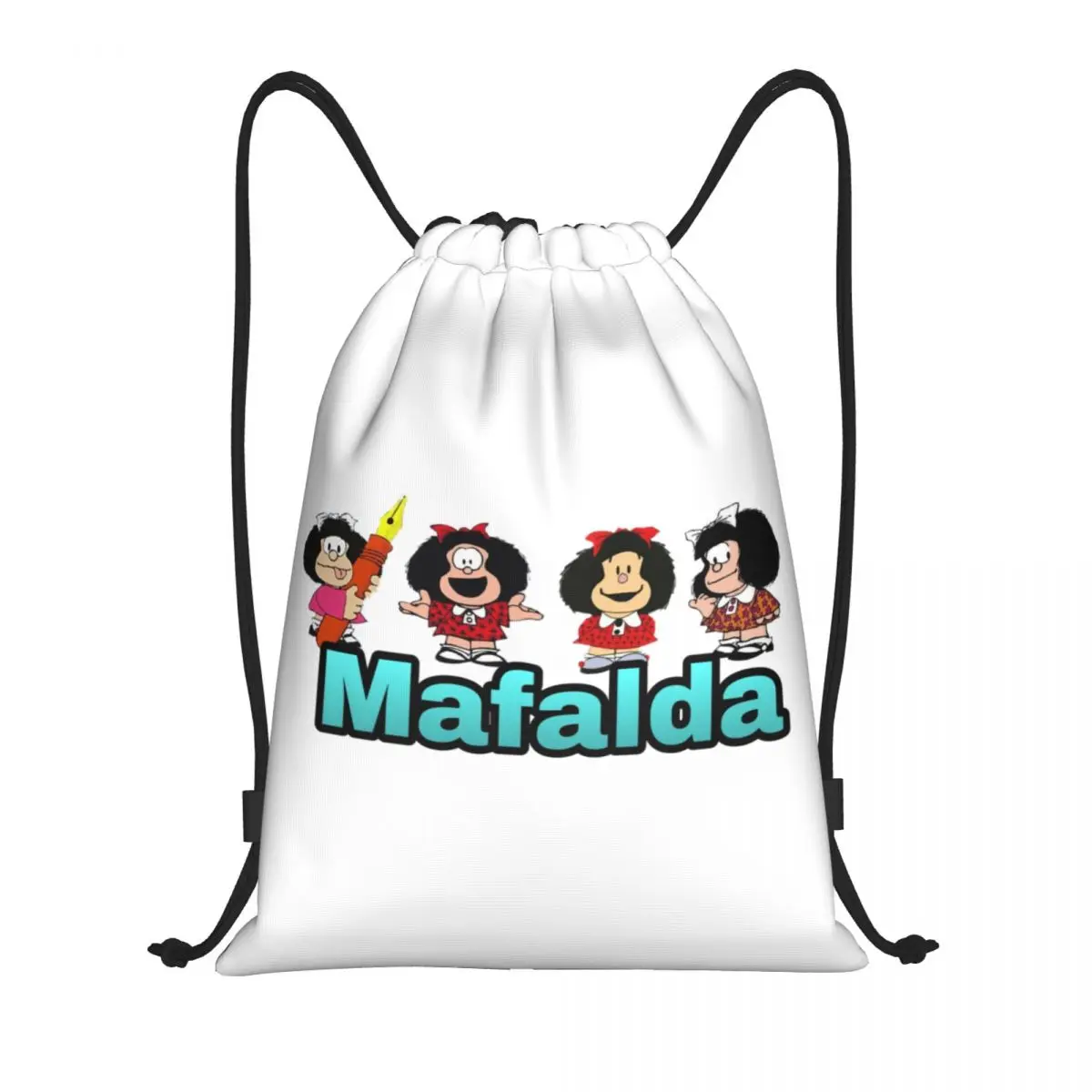 

Quino Argentina Mafalda сумки на шнурке для мужчин и женщин складной спортивный рюкзак для спортзала мультфильм рюкзаки для хранения покупок