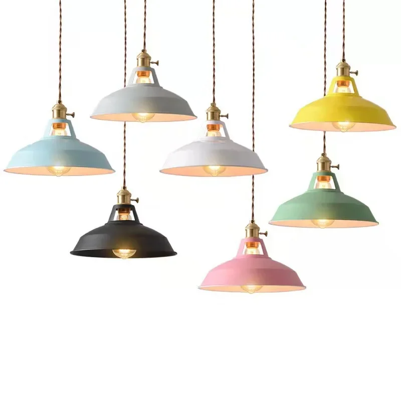 

Nordic chandelier modern simple color restaurant light office cafe LED macaron twist switch energy saving