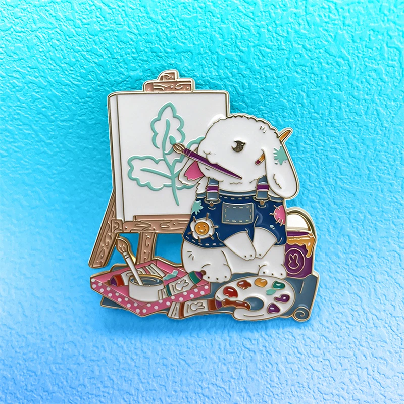 AniPins Lovely Rabbit Pins Funny Drawing Pictures Rare Bunny Animal Brooch Pin For Clothes Backpack Badge Fashion Jewelry Gifts view 4