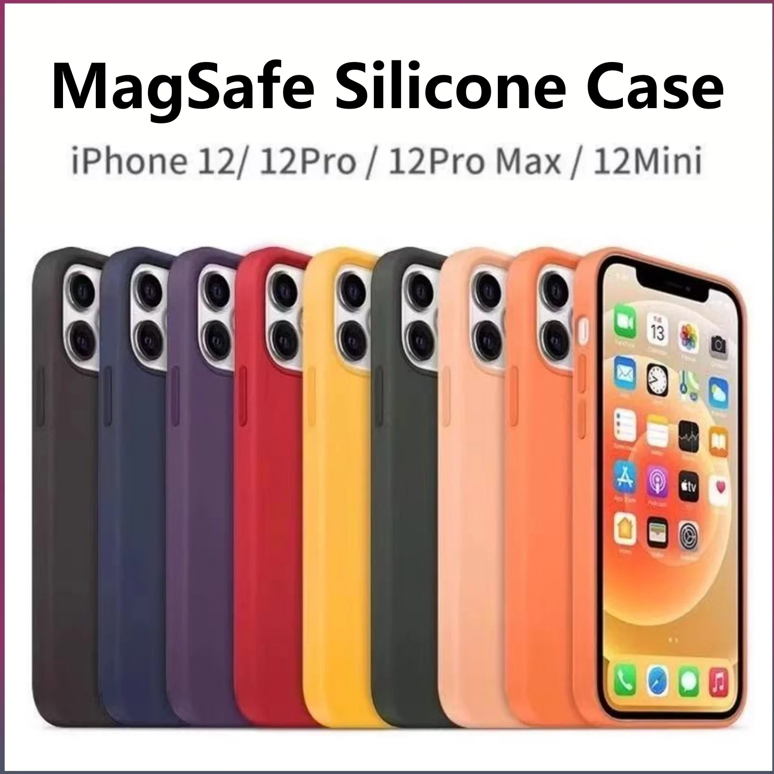 

For Apple case Animation Magsafe Liquid Silicone Magnetic Case for iPhone 12 Pro Max Pro Case Wireless Charging Drop Cover