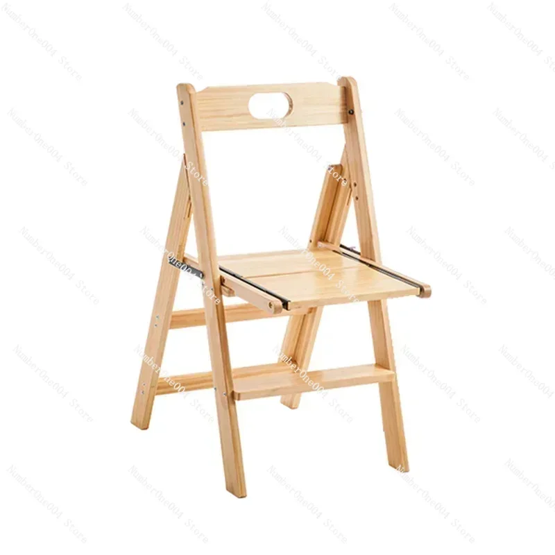 Solid Wood Step Stock Housing Folding Chair Multifunctional Climbing Four Step Stairs Safe Stable Treats Yellow Walnut Color