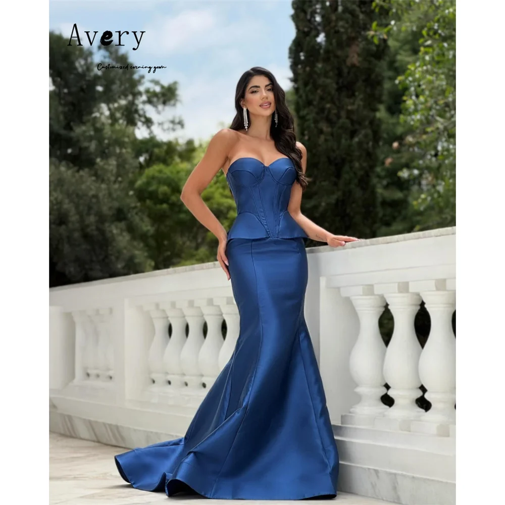 

Avery Custom Blue Fishtail Sweetheart Sleeveless Luxury Women's Evening Dresses Luxury Women's Elegant Party Dress 2026 Prom