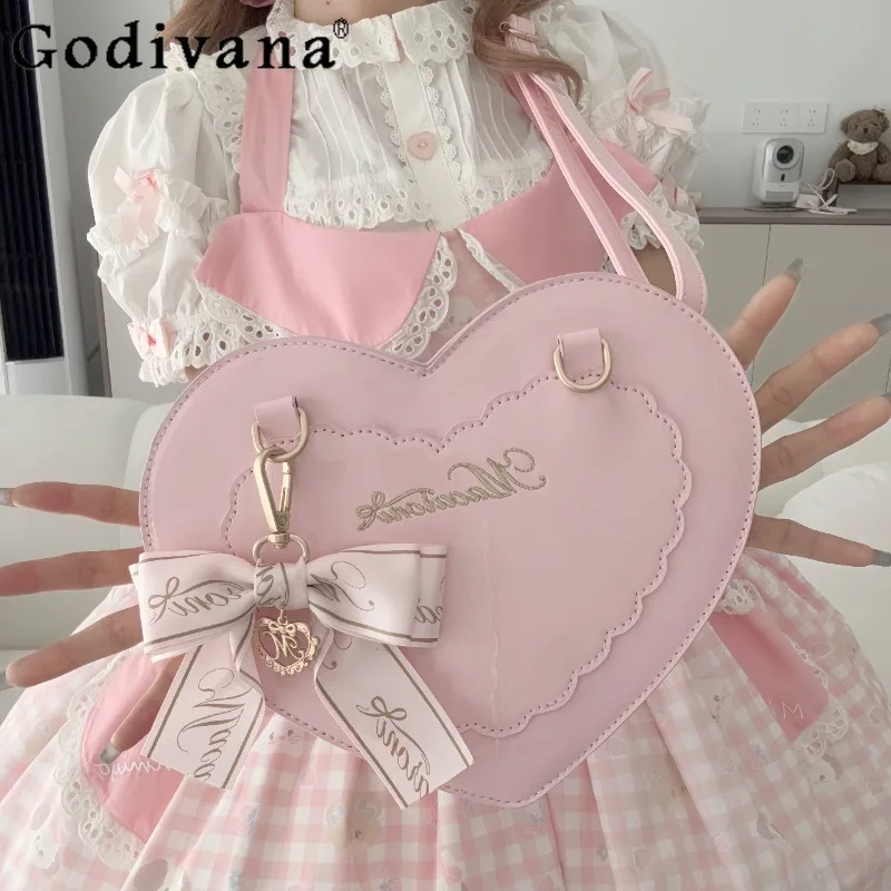 

Sweet, Cute and Elegant Japanese Original Lolita Lady Oblique Span Bag Jk Uniform Versatile Pu Leather Lolita Love Shoulder Bag