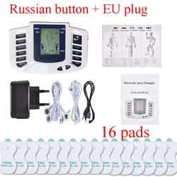 16 Pads Jr309 Ems Tientallen Massage Unit Engelse Of Russische Elektrische Puls Acupunctuur Full Body Relax Spiertherapie Massageapparaat Stim