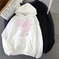 Y2k Streetwear Hoodie Spider Web Pullover Hoodies Shirt   Sweatshirt Gothic Harajuku Jackets Woman Clothing