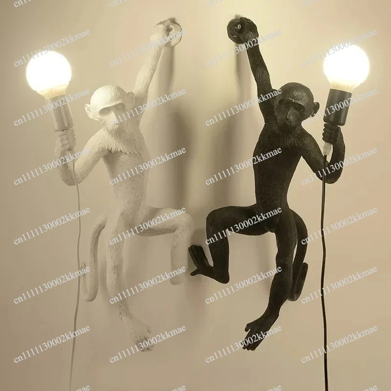 Modern LED Art Monkey Pendant Light Resin Simian Lamp For Living Parlor Study Room Corridor Lights Home Interior