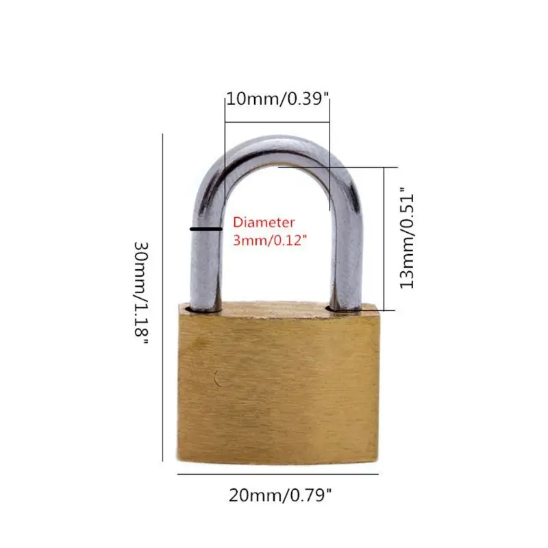 Brass Padlock with Keys, Small Mini Lock for Luggage/Suitcase/Drawer/Cabinet, Security Keyed Lock, Home & Office Use