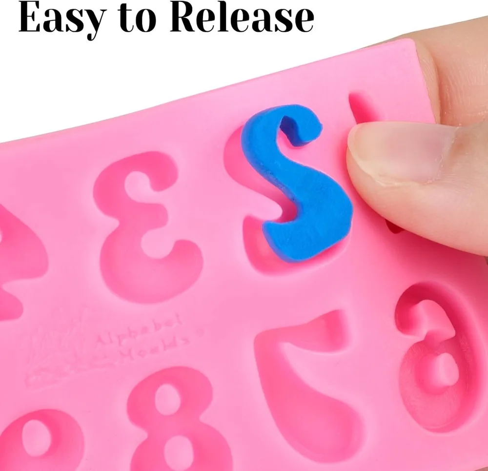 5 PCS Silicone Letter Molds, Non-Stick Number Heart Rose Flower Fondant Molds for Chocolate, Candy, Cake Decoration, Cupcake Topper view 4