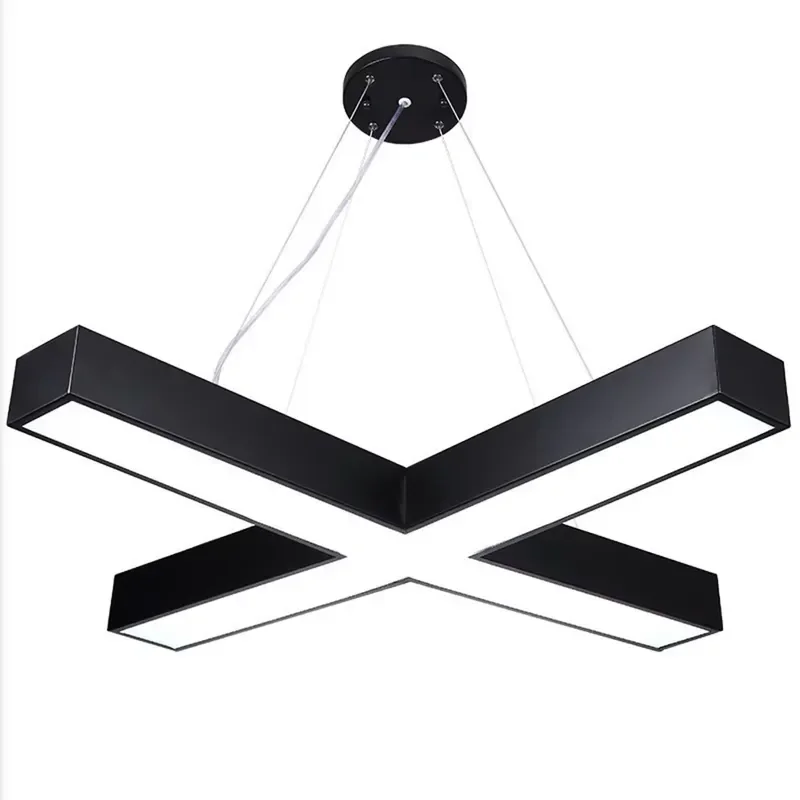 Modern Iron and Acrylic Chandelier Black or White 48W Long Lasting Ceiling Light Fixture for Office Home Decor