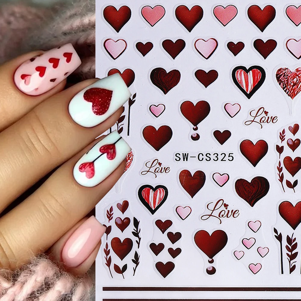 1 قطعة ثلاثية الأبعاد بالون القلب عيد الحب مسمار الفن ملصق لطيف الوردي الأحمر الحب القلب الحب رسالة لاصق مسمار الشارات بسيطة مسمار الشريحة