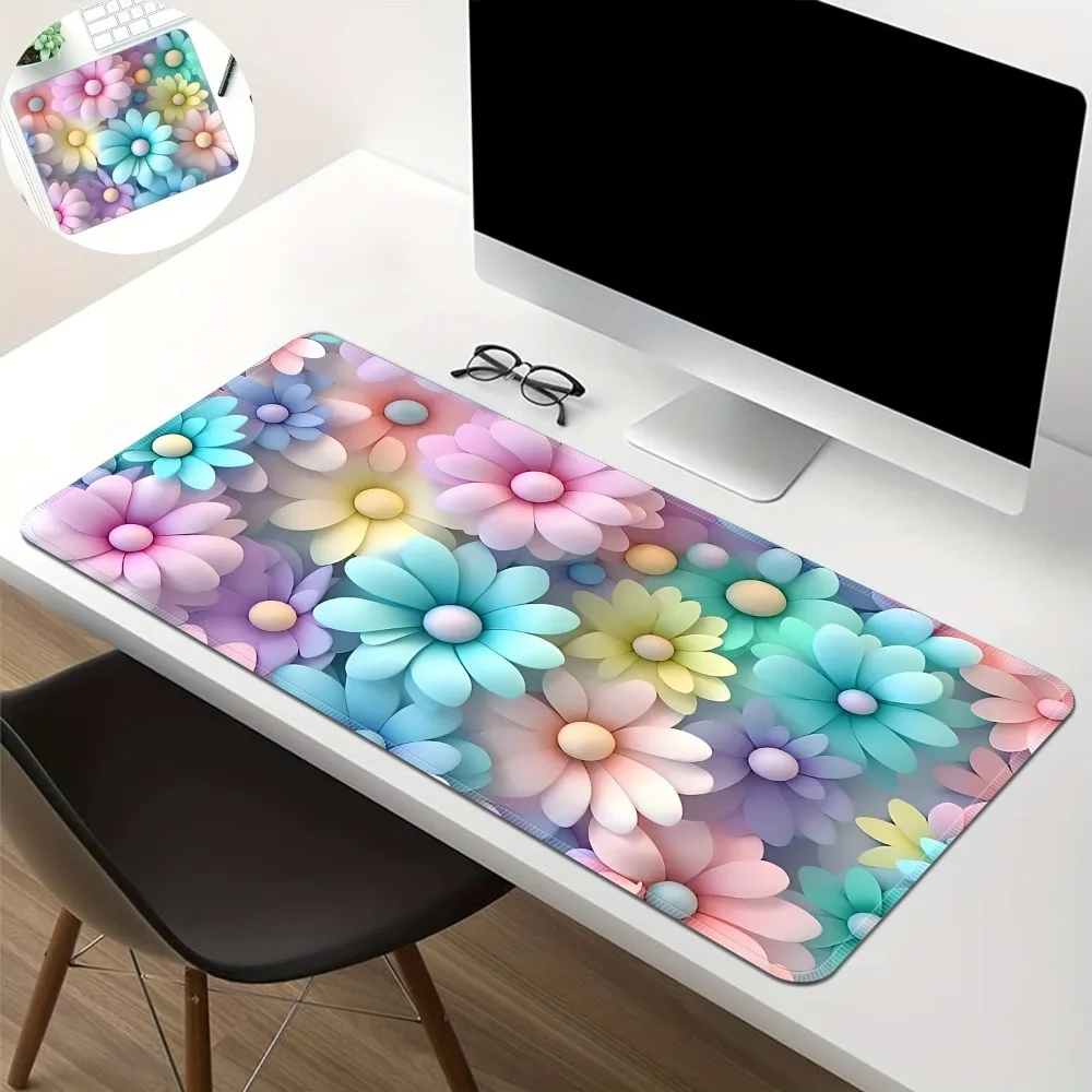 CIFBUY Colorful Floral Mouse Pad Large Gaming Desk Mat Non Slip Rubber Base Washable for PC Office Kitchen Home Decor Gift