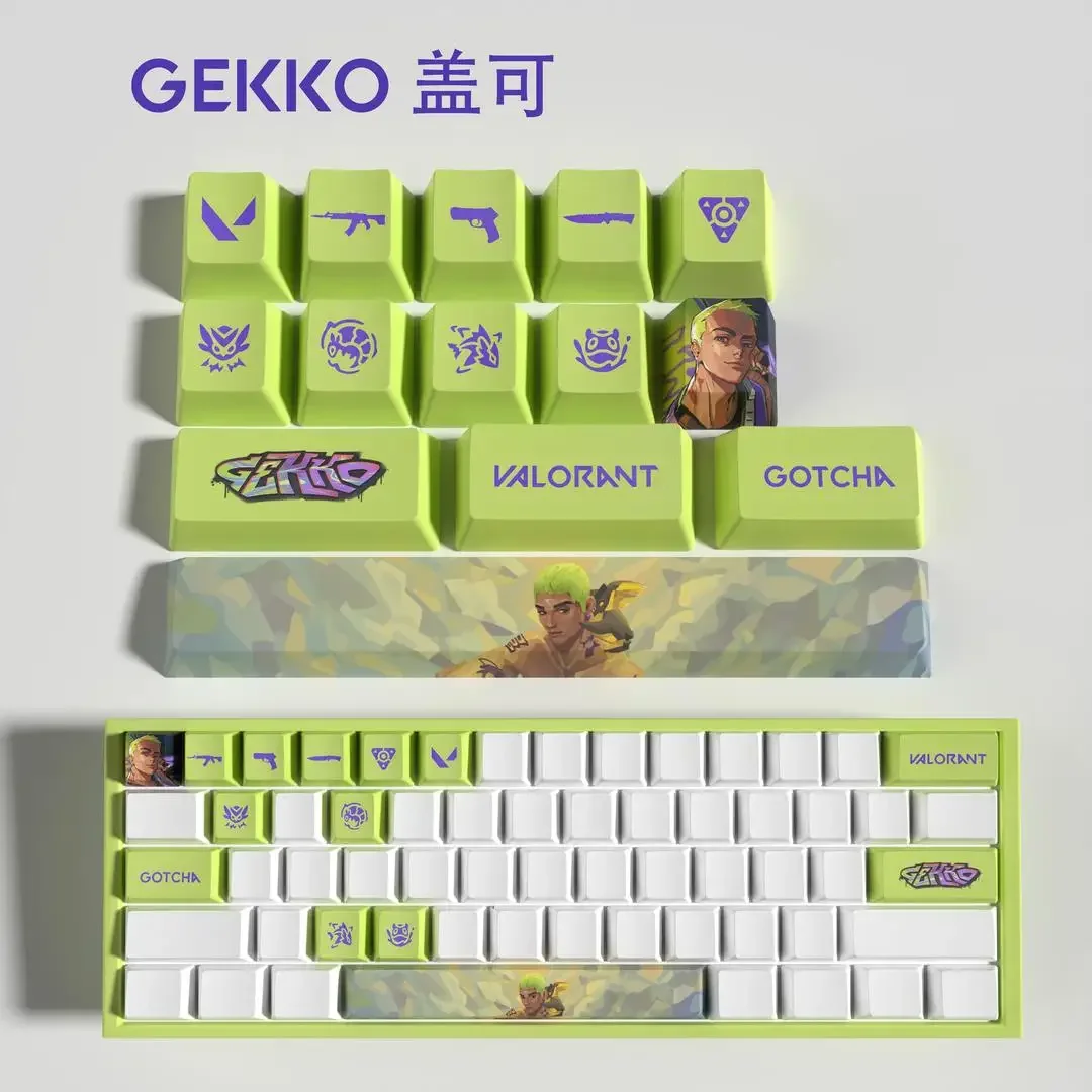 Valorant Anime Keycap 14/29/108Keys PBT Material OEM Dye-sublimation Keycap Set for Cross Shaft Mechanical Keyboard Accessories