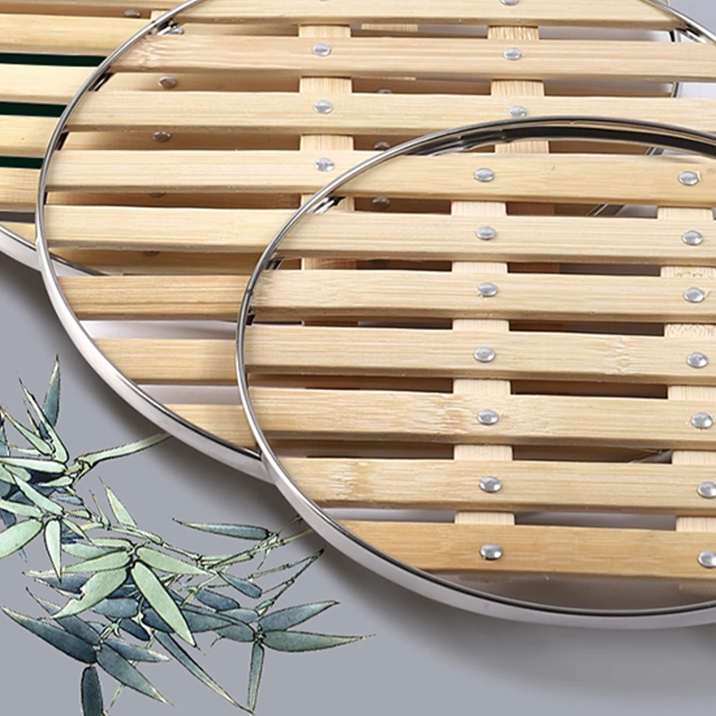 

2pcs Bamboo Steaming Rack Food Grade Stainless Steel Multi-Purpose Steam Cooling Holder For Kitchen Cooking Rice Cooker Steamed