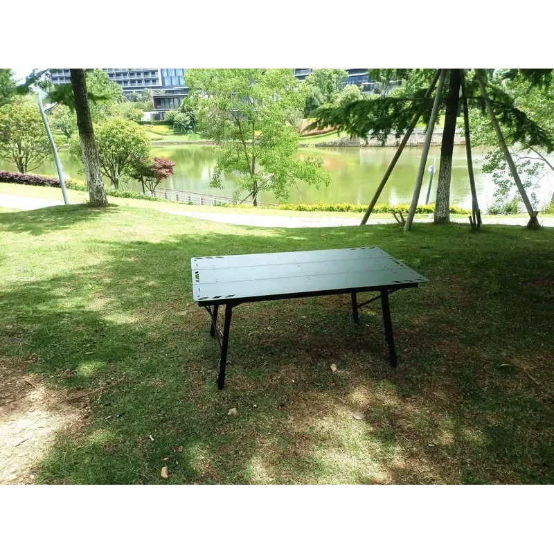 Portable Aluminum Folding Table Adjustable Height Lightweight Camp Desk with Carry Bag for Outdoor Beach Picnic Travel