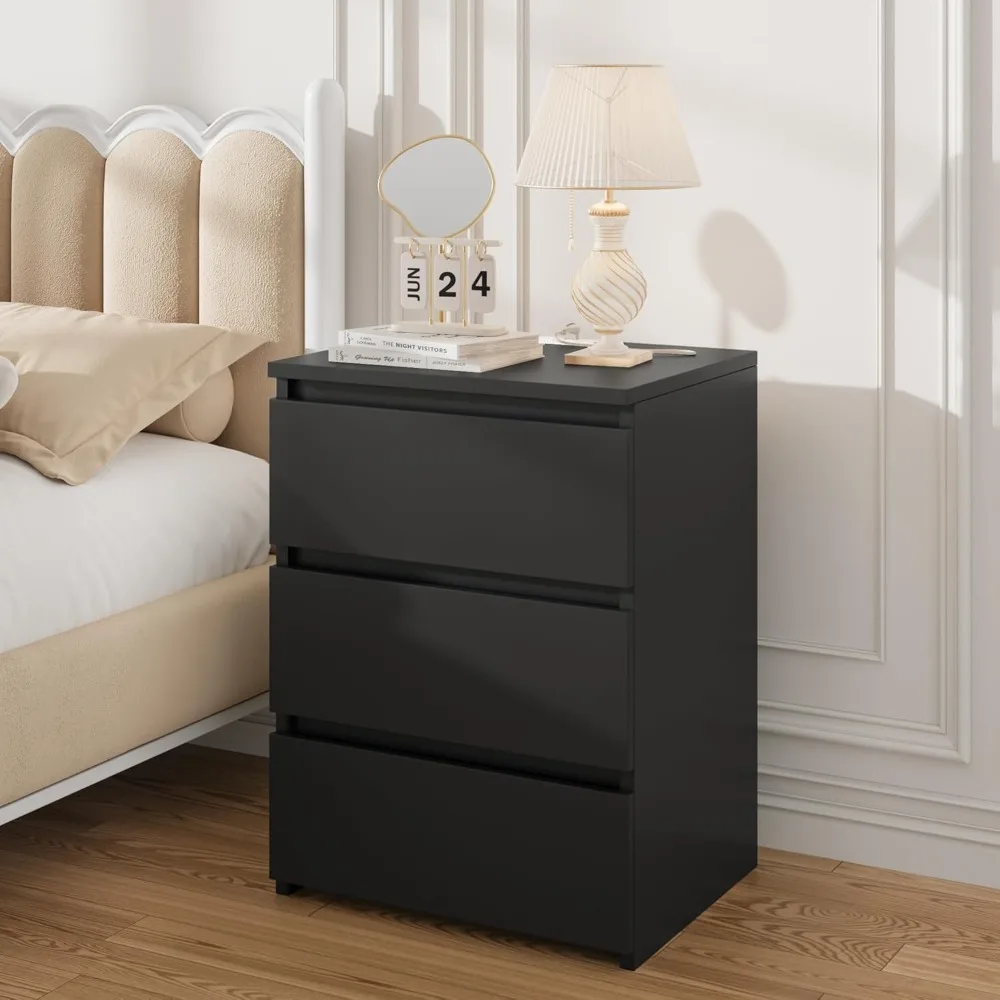 

Black Nightstand Set of 2, 26" H Night Stand Set 2 with Charging Station, Black Night Stand with USB Ports & Power, Customized