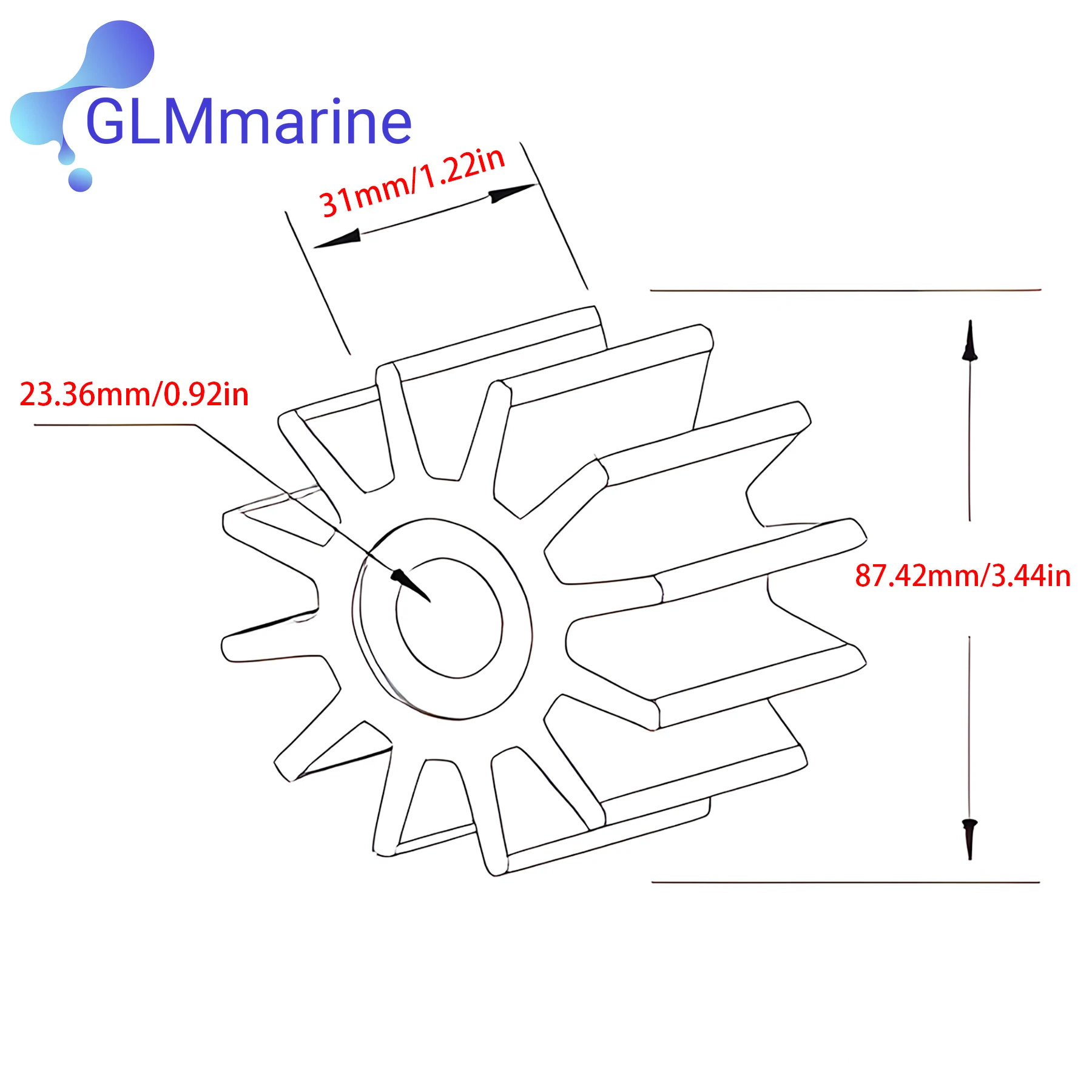 Afbeelding 3: 19210-zw1-b04/B03/B02 Waterpomp Waaier Voor Honda 75hp Bf75a 90hp Bf90a/D 115hp Bf1150a 135hp Bf135a4 150hp Bf150a