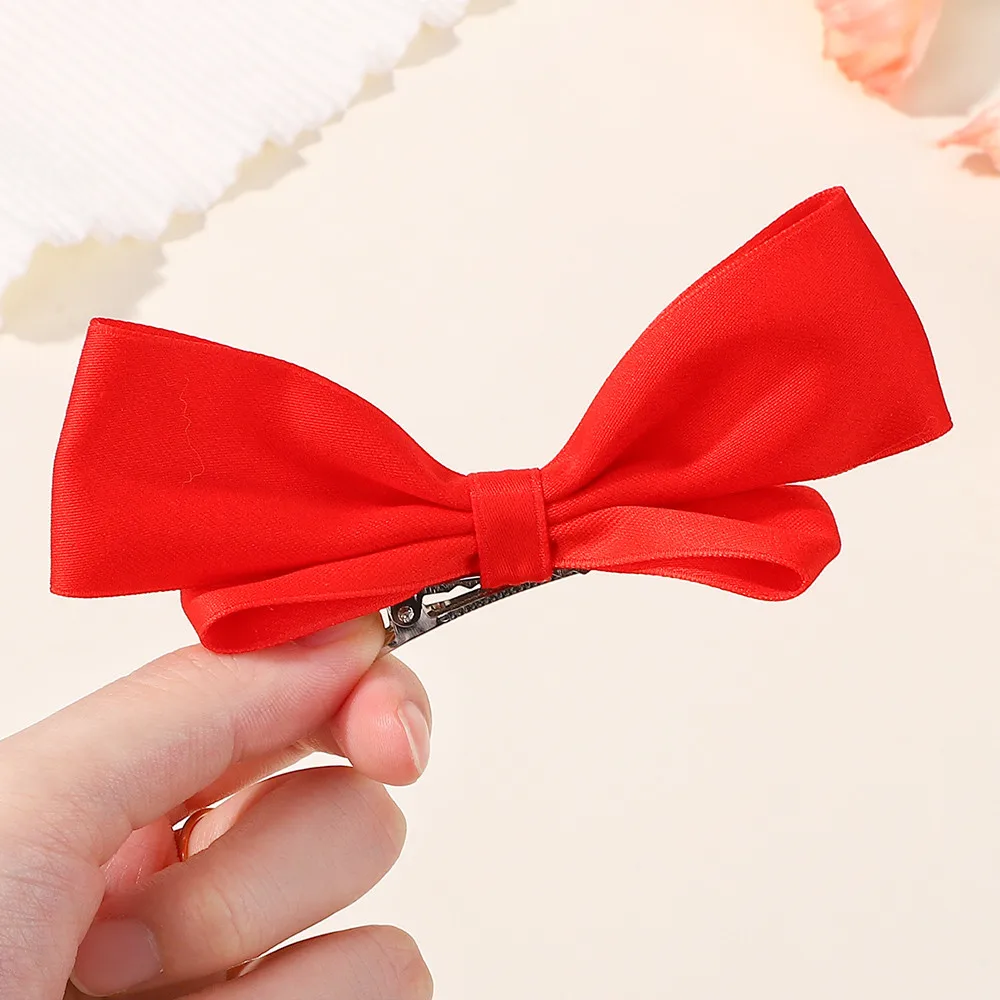 2pcs Korean Style Piece Satin Bowknot Side Hairpin Black White Ribbon Hair Bows Clips for Women Girls Summer Hair Accessories view 5