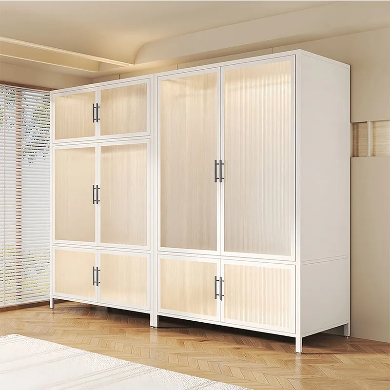 Steel Wardrobe Bedroom Home Rental Room Dust-proof with Door Iron Metal Cloakroom Rack Baby Wardrobe Storage Cabinet