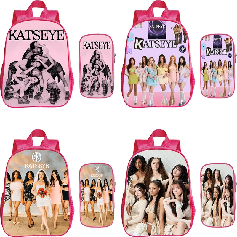 

Kpop Katseye Printed Kids Backpack 2pcs Set Waterproof School Backpack KATSEYE Pencil Bag Boys Girls Kindergarten Bags Mochila