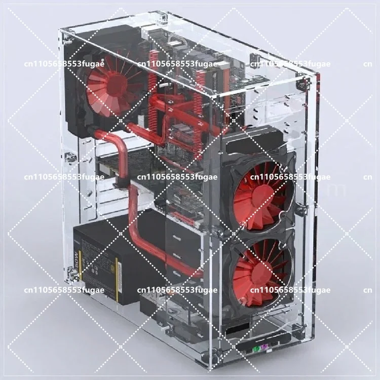 DIY Acrylic Transparent Desktop PC Case Full See Through Vertical ATX Chassis