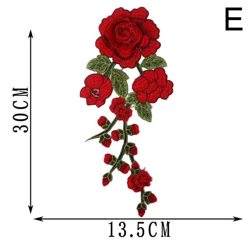 1PC toppe ricamate fai da te toppe ricamate floreali colorate stringa lunga fiori vestiti adesivo ferro sulla toppa