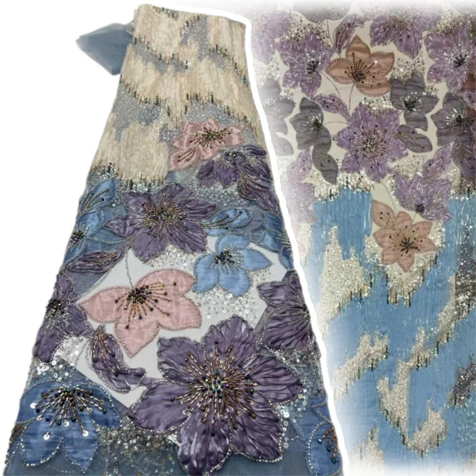 

Африканское кружево с вышивкой пайетками, роскошная темно-синяя французская ткань с бисером для свадебных и праздничных платьев, шитье, 2286