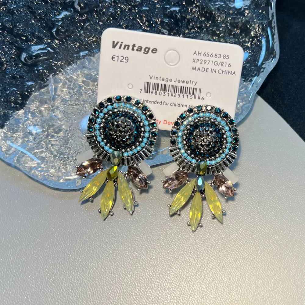 French catwalk vintage earrings with diamonds 925 silver needle high-end earrings marked medieval jewelry batch diamond jewelry