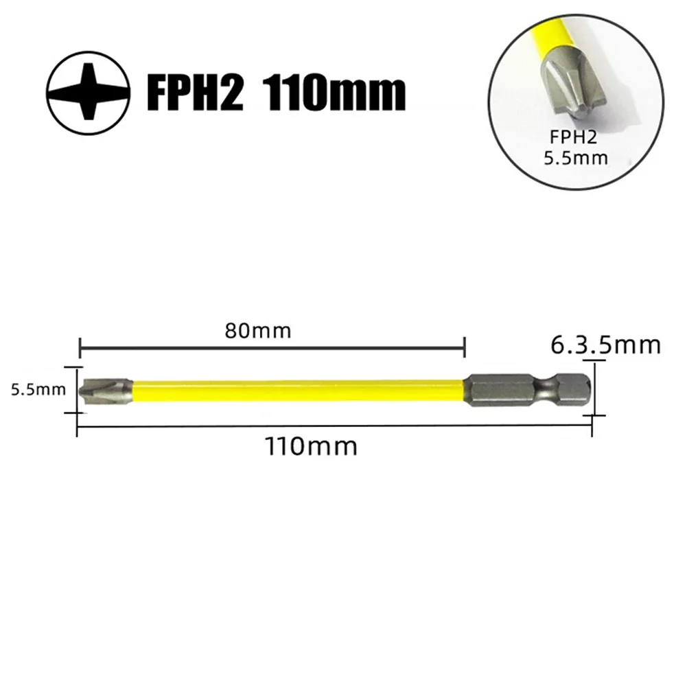 Embout de tournevis magnétique à fente spéciale pour électricien, FPH2, interrupteur à douille, outils à main, 65mm, 110mm