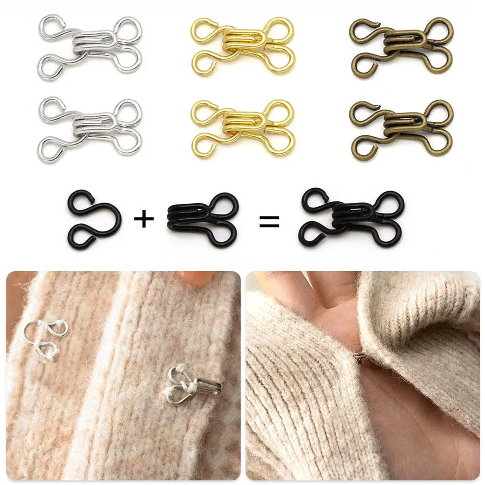 20Sets Hook and Eyes Metal Mini Buttons for Clothes Sewing Hook Vest Closure Buckle Invisible Hooks Fastener for Bra