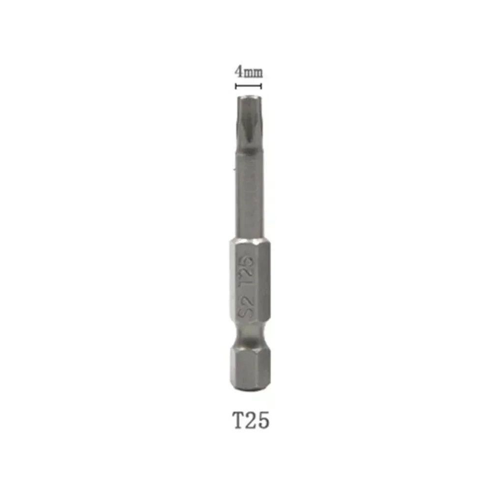 1 pieza 50mm 1/4 vástago hexagonal punta de destornillador Torx magnético de cinco puntos T15 T20 T25 T27 T30 T40 puntas de destornillador eléctrico