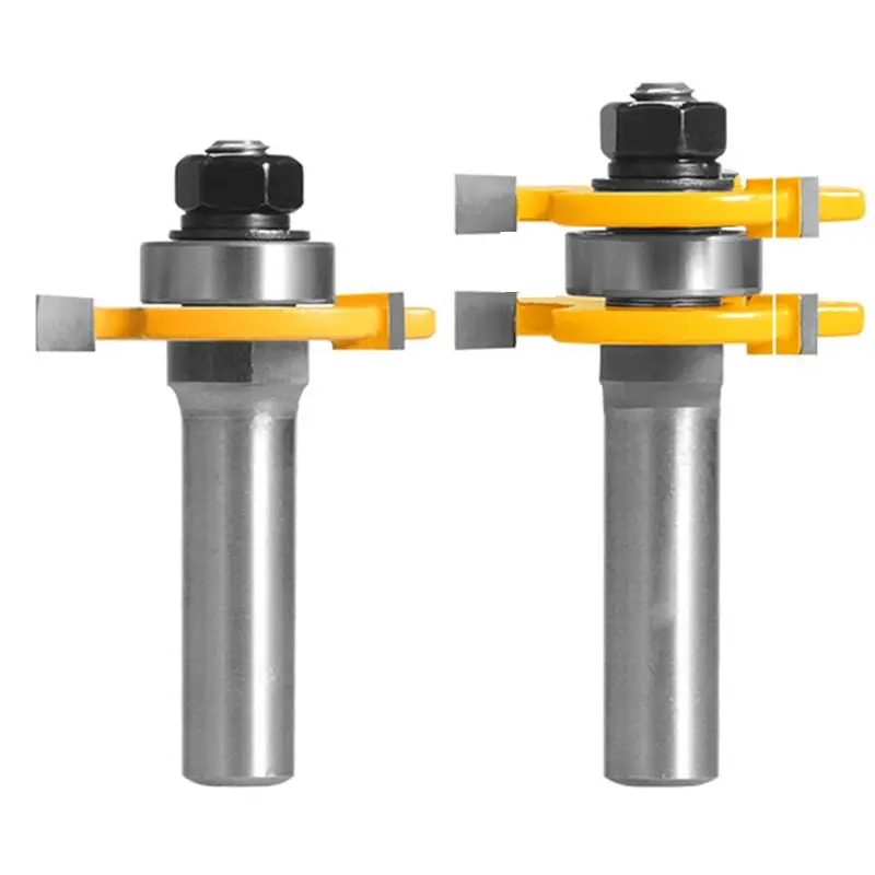 

A36T-2Pcs Shank Joint Assembly Router Bit Set Tongue & Groove T-Slot Milling Cutter For Woodwork Cutting Tools