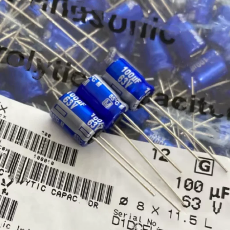 

5PCS 100UF 63V Fever Sound Capacitor 63V 100UF 8X12 AM Flash Blue Robe