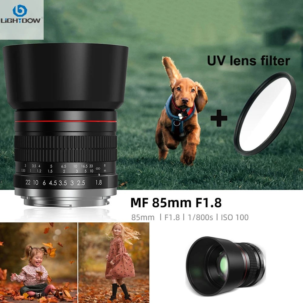 Lightdow 85mm F1.8 Medium Telephoto Manual Focus Full Frame Portrait Lens for Canon EOS Rebel T8i T7i T7 T6 T3i T2i 2000D 850D