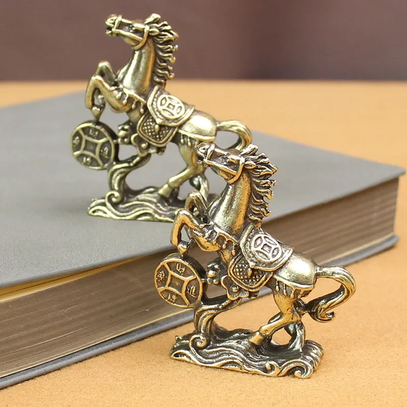 Brass Horse Ornaments Recruit Rice Into Treasure Crafts Home Living Room Tabletop Decoration Curio Feng Shui Festivals Gifts