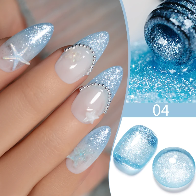 7.5ML Sparkling Diamond Glitter Gel Nail Polish Shimmering Glitter Nail Gel Soak Off UV Semi-Permanent Varnish Summer Manicure