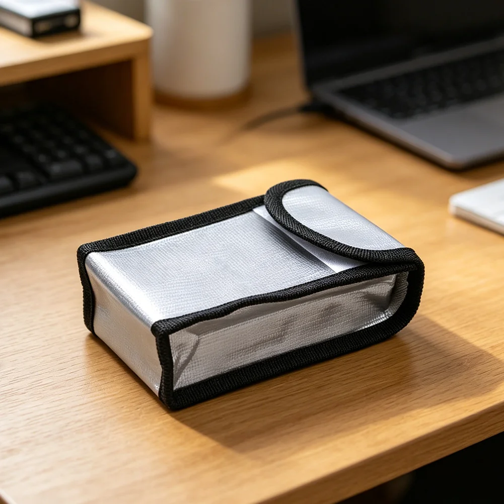 3pcs Battery Explosion-proof Bag, Flame Retardant Protective Bag 140 * 90 * 55mm Battery Storage Case