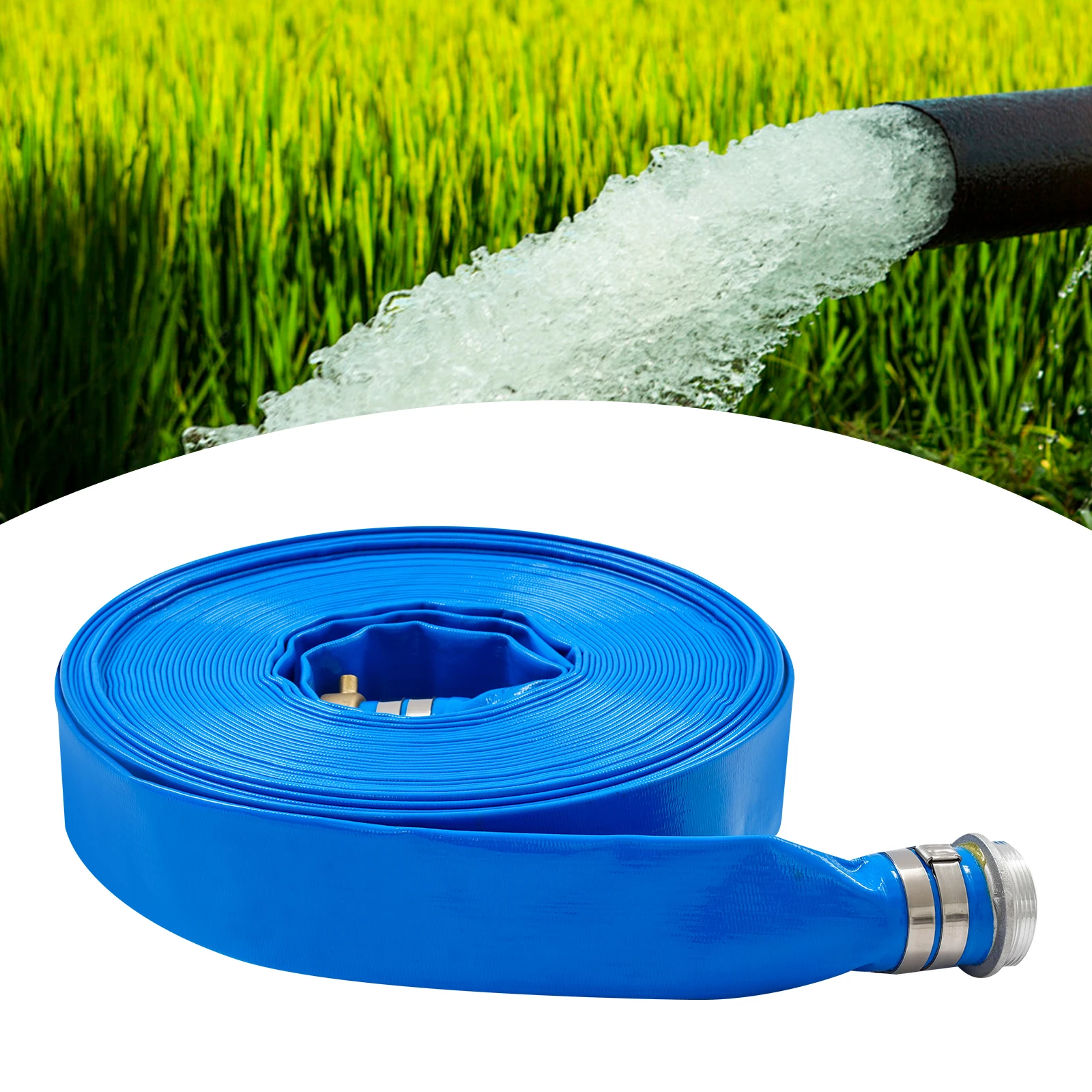Tuyau de drainage 2 po x 100 pi, pression de service 90 PSI, résistant aux UV, tuyaux de piscine flexibles, pour pompe d'irrigation, drainage de l'eau, agriculture