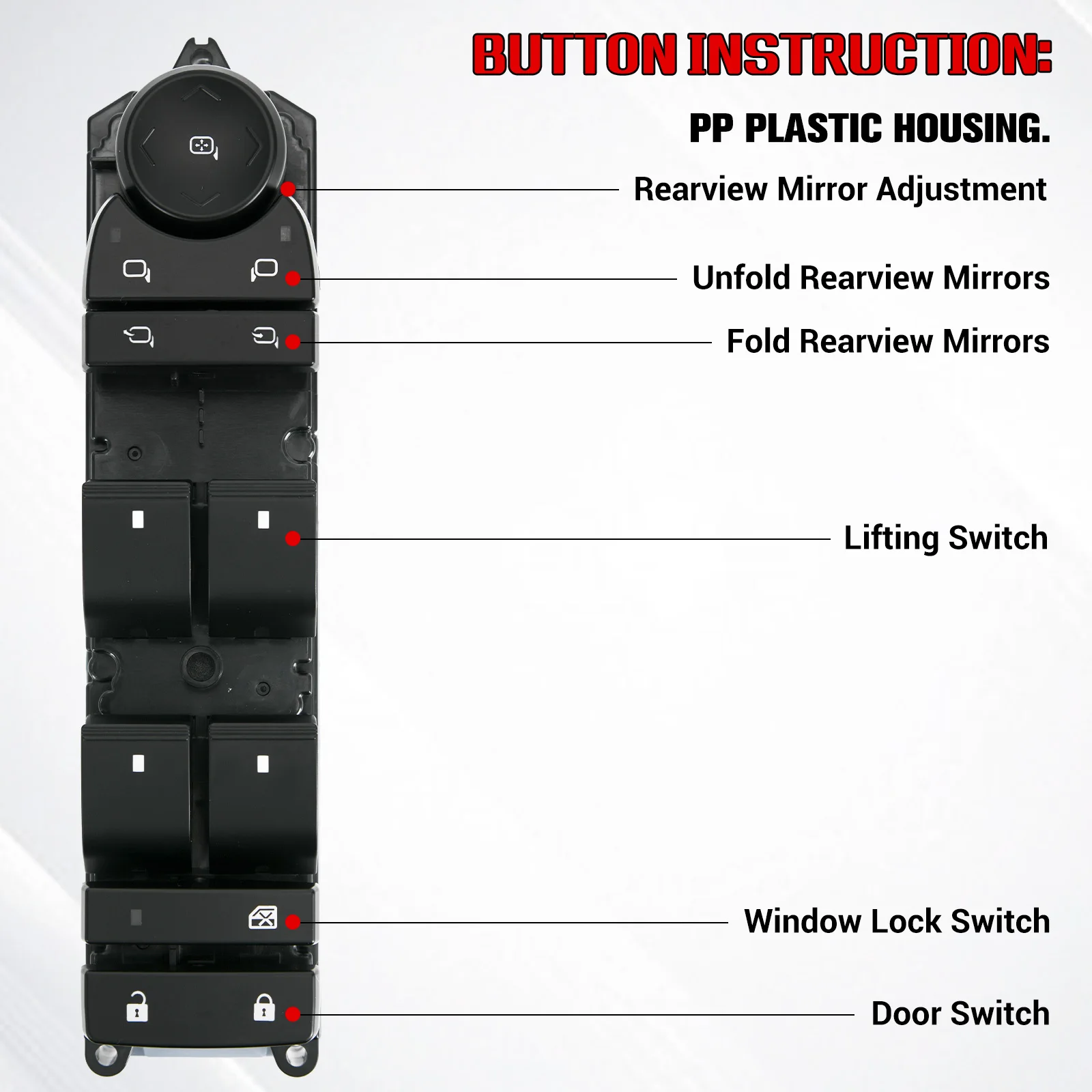 مفتاح تحكم رئيسي لنافذة الطاقة الجانبية للسائق الأمامي مع مفتاح مرآة قابل للطي مناسب لسيارة تشيفي سيلفرادو 11-13 20835553AD 25783951