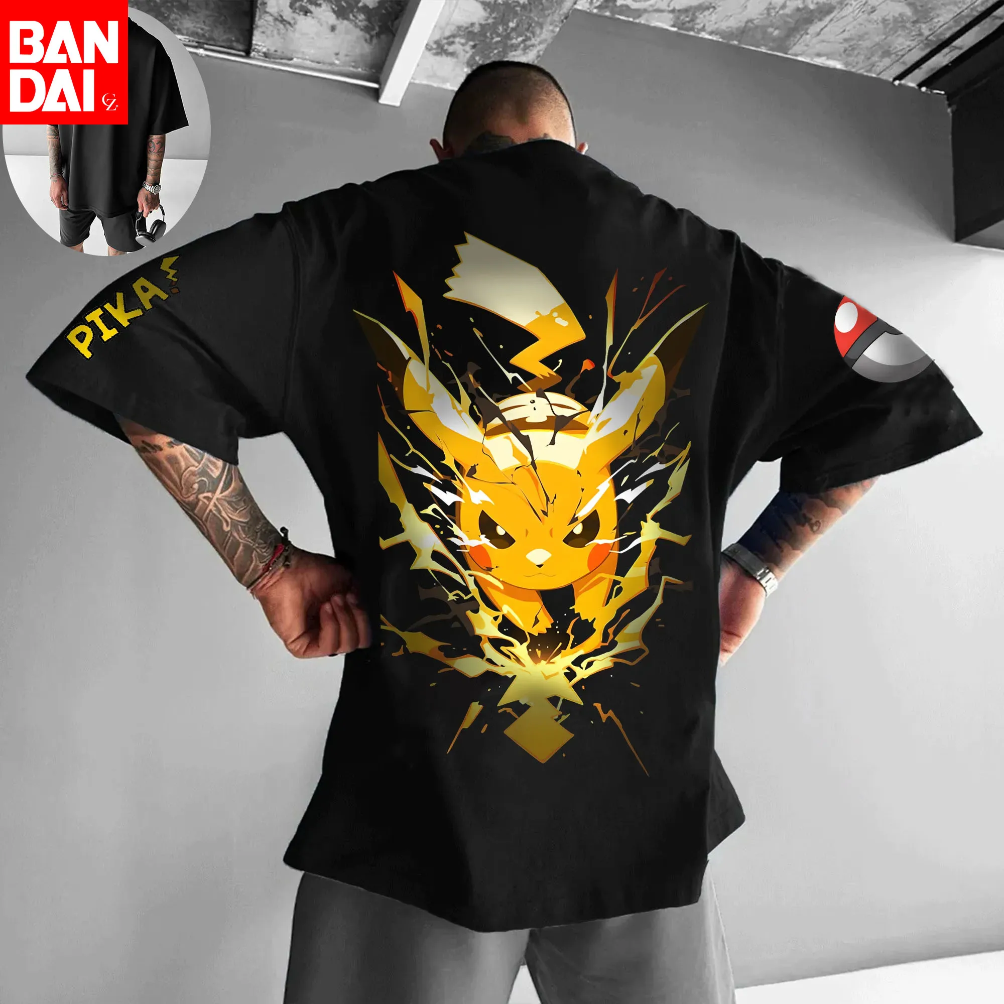 

Anime Pokemon Print Oversized Men's T Shirts Summer Y2k Clothing Women's Short Sleeve Tee Cotton Casual Top Hip-hop Streetwear