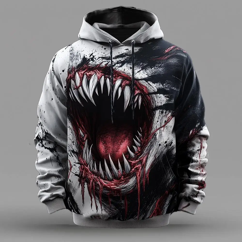 

2025 New Halloween Horror 3D Pattern Hoodie Autumn And Winter Casual Fashion Pullover Men's Holiday Party Must-Have Top Gift