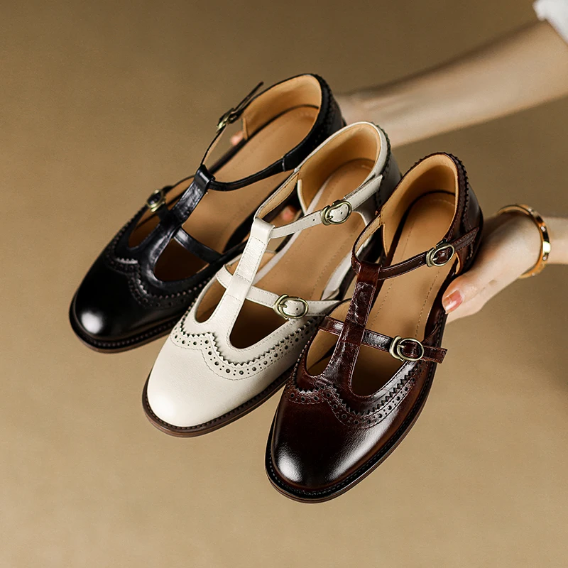 2026 new summer women sandals natural leather 22-25cm cowhide+pigskin round toe ankle-buckle t-tied women shoes fashion