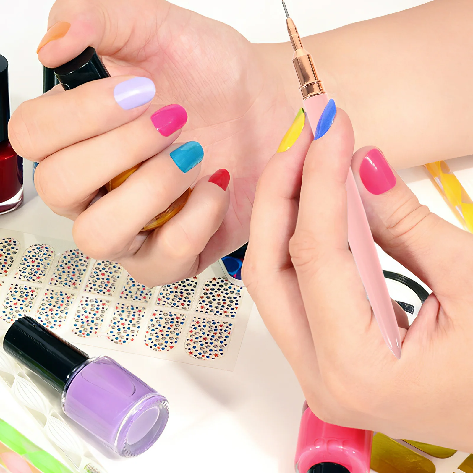 

5Pcs Nail Art Liner Brushes Thin Drawing Pens for Home Salon Manicure Painting Stylish Design Easy to Use Long Lasting